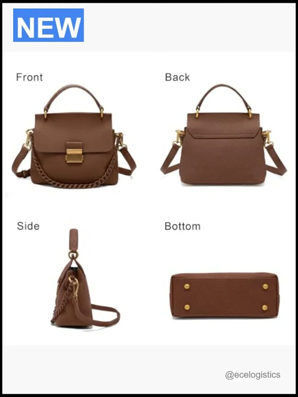 Genuine Leather Top Handle Crossbody Satchel with Shoulder Strap